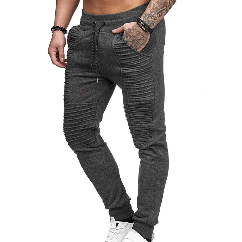 Autumn Winter Pants Men Stripe Design Casual Slim Joggers Men Solid Full Length Sweatpants Men Hip Hop Streetwear Men Trousers
