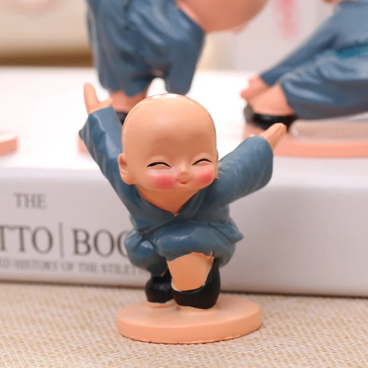 Kung Fu Four Small Monk Ornaments Epoxy Resin Artistic Car Accessories Cute Creative Doll Jewelry Decoration
