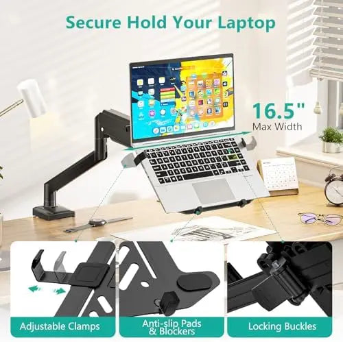 ZhongQu DT-01LP 17"-34" 10-12kg 2-in-1 Laptop Desk Mount Single Monitor Stand Mechanical Spring VESA Mount Bracket Metal  Stock