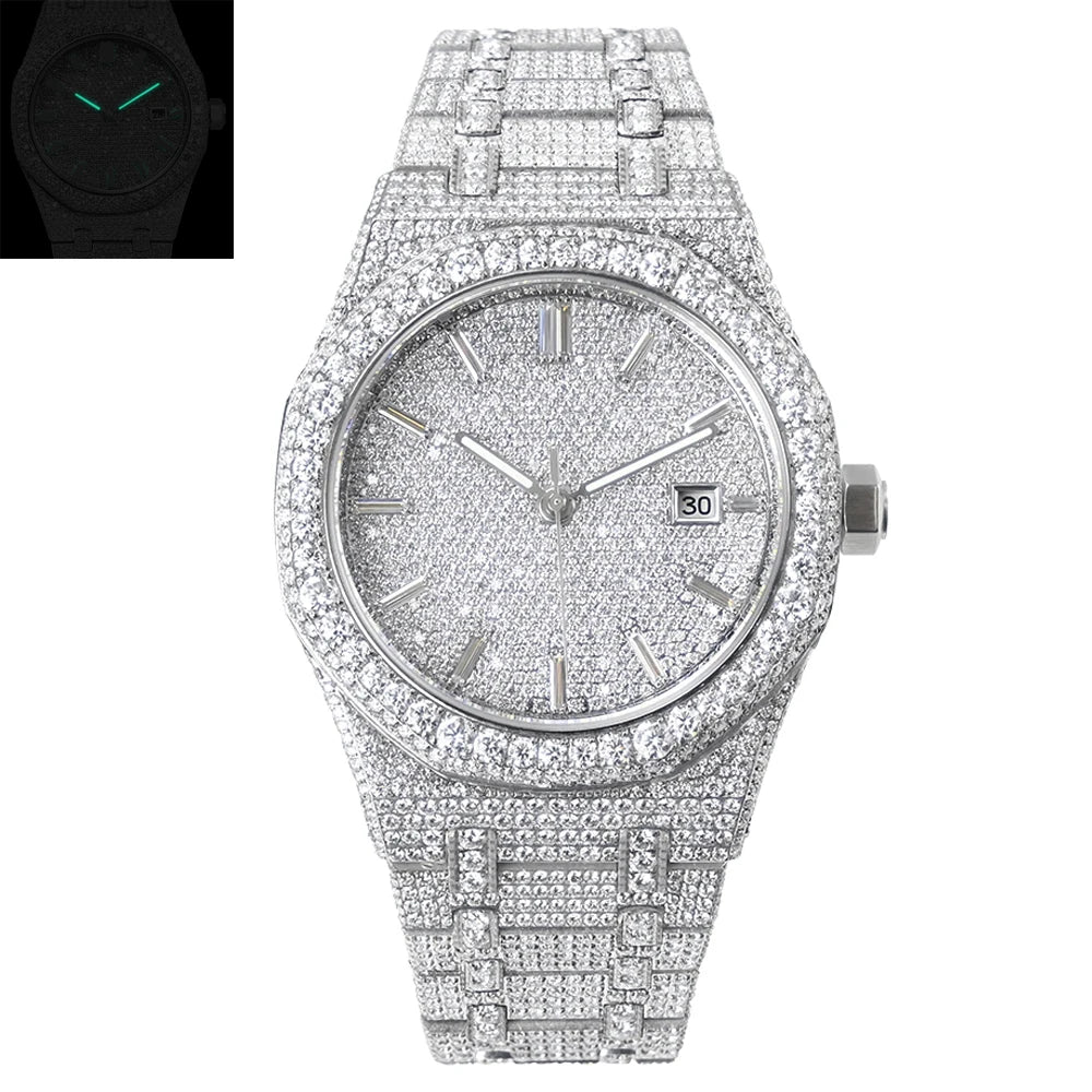 Designer Luxury Sapphire Automatic Mechanical Movement Watches Iced Out VVS Moissanite Watches for Men Wholesale