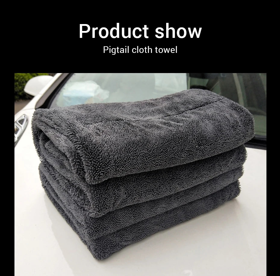 Car Wash Towel 1200GSM Double Sided Towel Car Detailing Twisted Braid Cloth Super Absorbent Rag for Car Home Washing Accessories