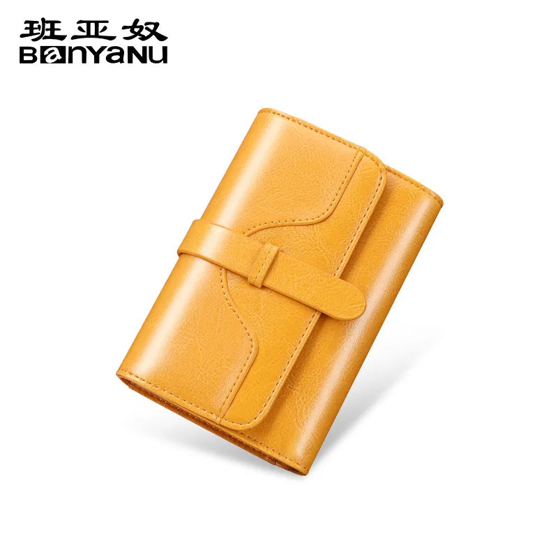 Women Short Wallet Small Fashion Luxury Genuine Leather Purse Ladies Card Bag for Women Clutch Female Purse Money Clip Wallet