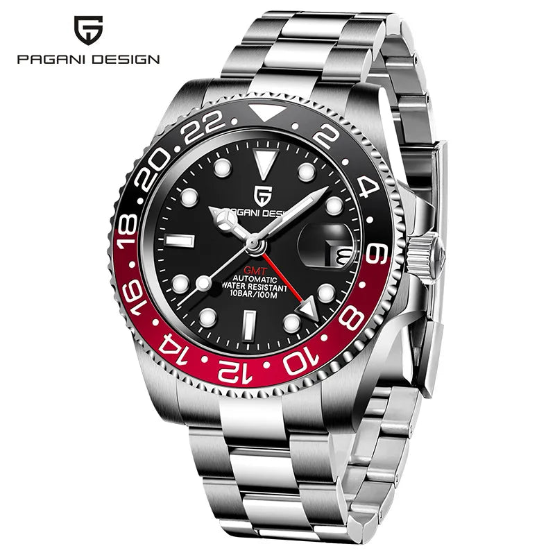 PAGANI 1662 GMT Men Mechanical Watches Sapphire Glass GMT Watches 100M Waterproof All Stainless Steel Automatic Men Watch