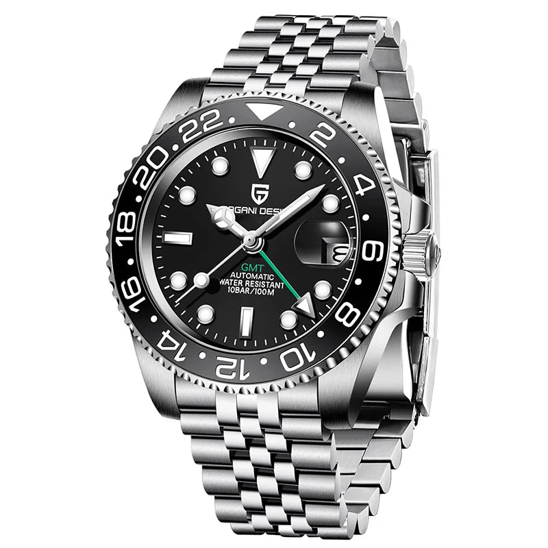 PAGANI 1662 GMT Men Mechanical Watches Sapphire Glass GMT Watches 100M Waterproof All Stainless Steel Automatic Men Watch