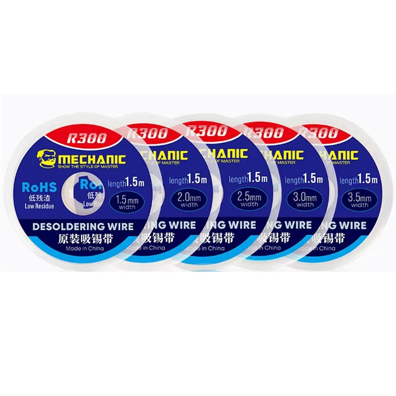 MECHANIC R300 1.0/1.5/2.0/2.5/3.0/3.5/4.0MM 1.5M Solder Wick Remover Desoldering Wire Desoldering Braid PCB BGA Soldering Tools
