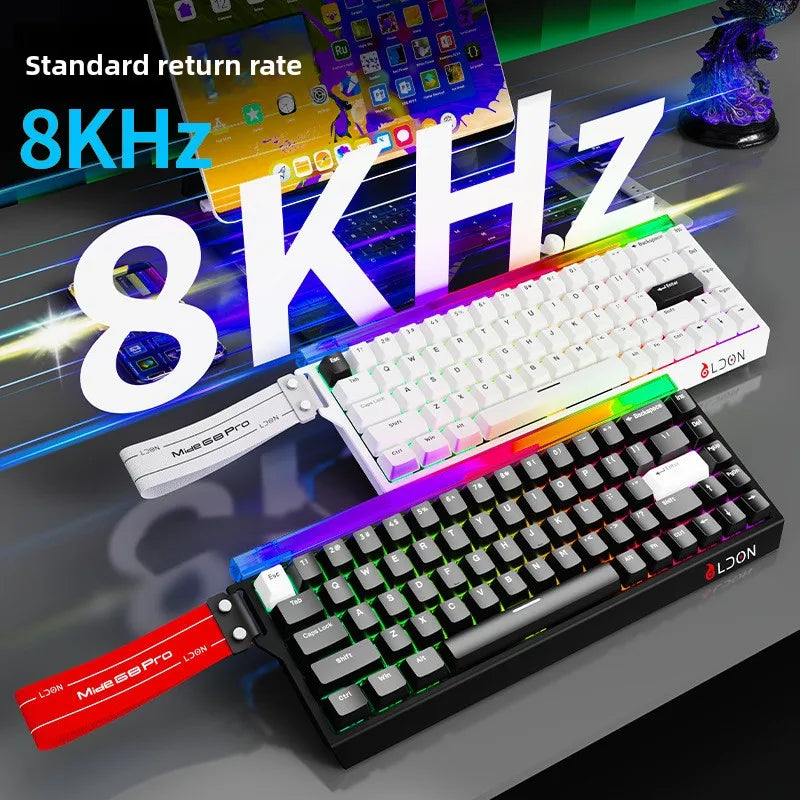 LDON 68 New Model RGB Wired Mechanical Keyboard 8000Hz Magnetic Switch 68 Laser Keys for PC Desktop Gaming Operation