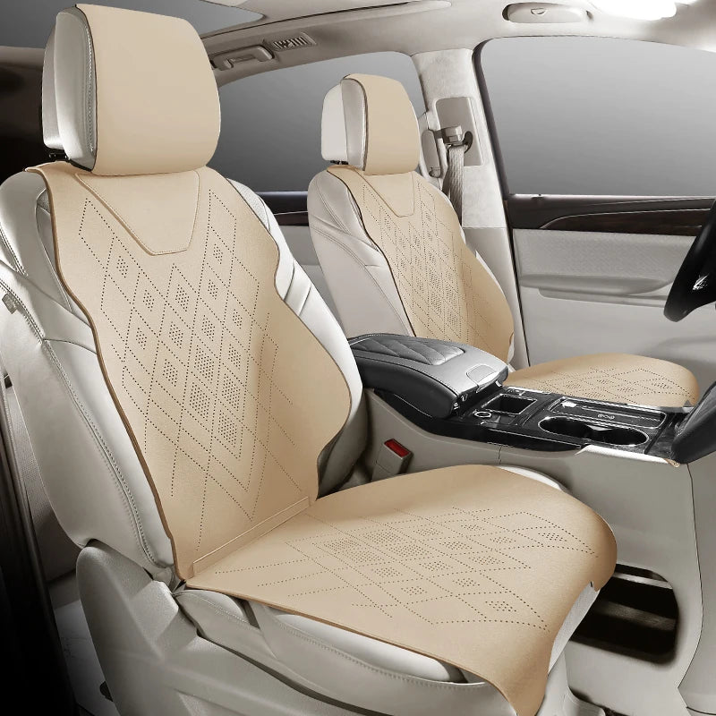 Universal Fit Car Accessories Suede Saddle Seat Cushion Pad Half Covered for 90% Sedan SUV Suede Set Cover Only 2 Front Seats