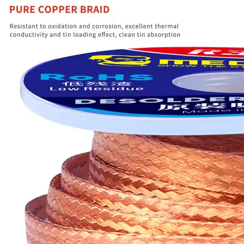 MECHANIC R300 1.0/1.5/2.0/2.5/3.0/3.5/4.0MM 1.5M Solder Wick Remover Desoldering Wire Desoldering Braid PCB BGA Soldering Tools