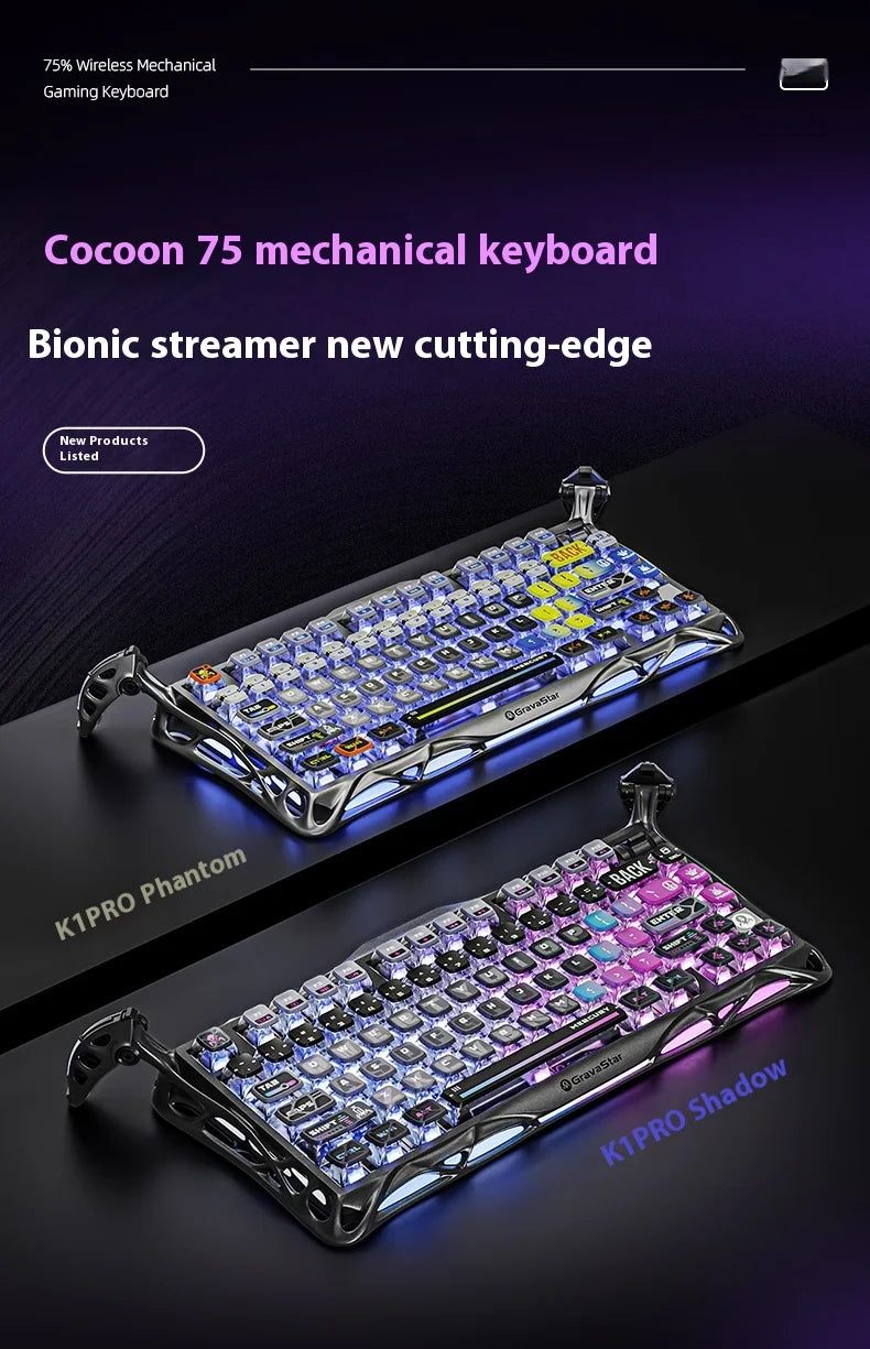 Wireless Mechanical Keyboard Gravastar for Laptop/Computer Special Gift Top Gaming Peripherals Cyberpunk K1 Pro Special Edition