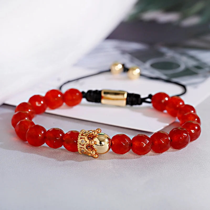 Luxury Crown Zircon Weaving Bracelet Homme Pulseira Hombres Classic Blue Stone Beads Bracelet Men Women Dropshipping