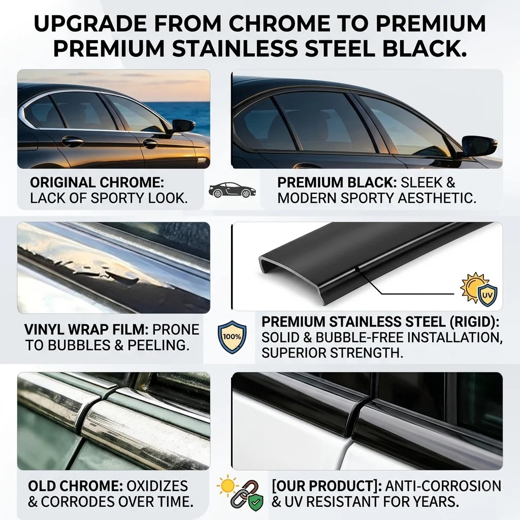 Wholesale Custom Car Accessories Black Door Chrome Window Decorative Moulding Trim for Dodge RAM 1500 RHO 2019-2026