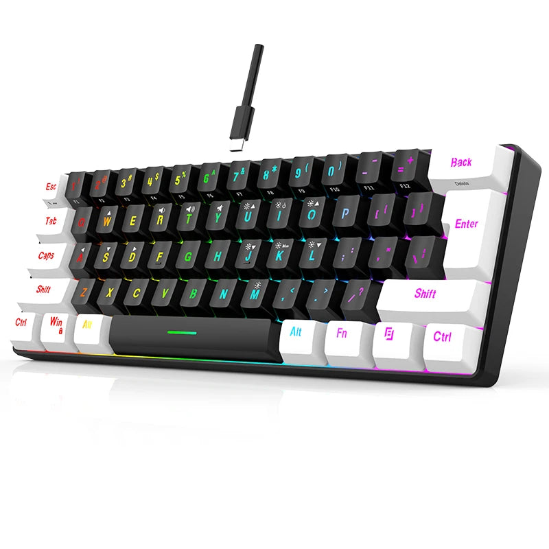 Hot Selling Portable 61 Key Gaming Keyboard 60% Gamer RGB Backlit Wired Mechanical Feel Keyboard Customization