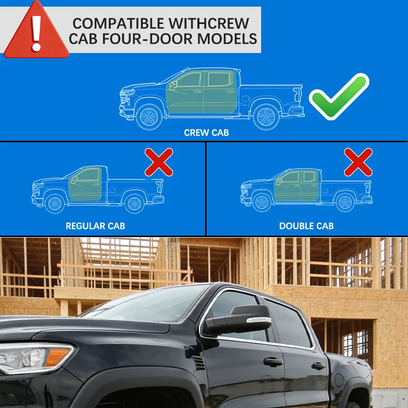 Wholesale Custom Car Accessories Black Door Chrome Window Decorative Moulding Trim for Dodge RAM 1500 RHO 2019-2026