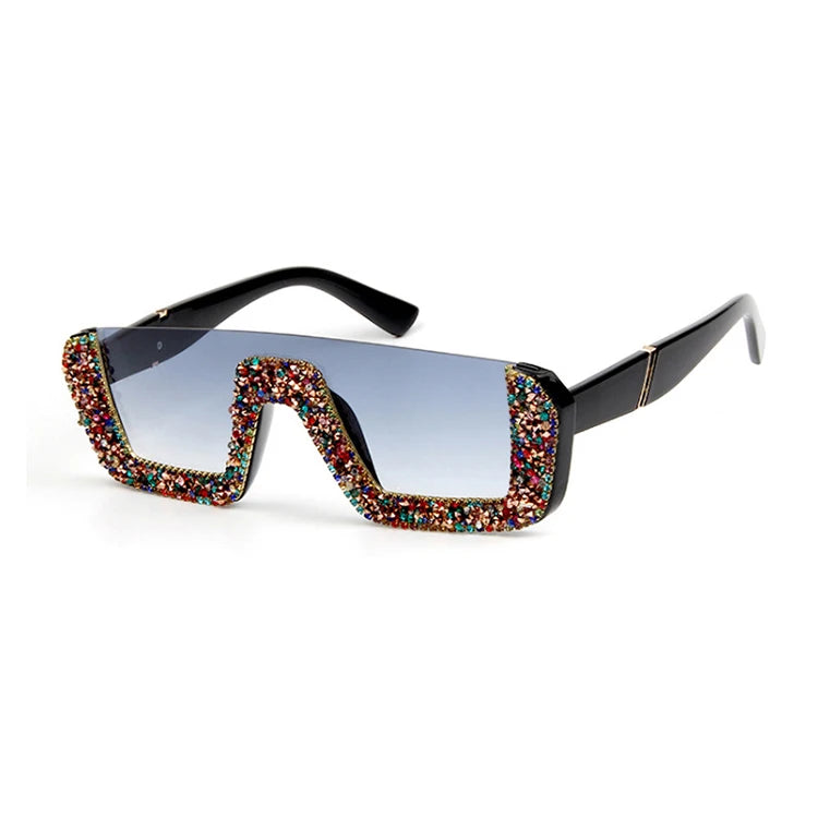 2026 New Arrivals Bling Studded High Quality Glitter Luxury Designer Sun Glasses Shades Rhinestone Square Sunglasses for Woman