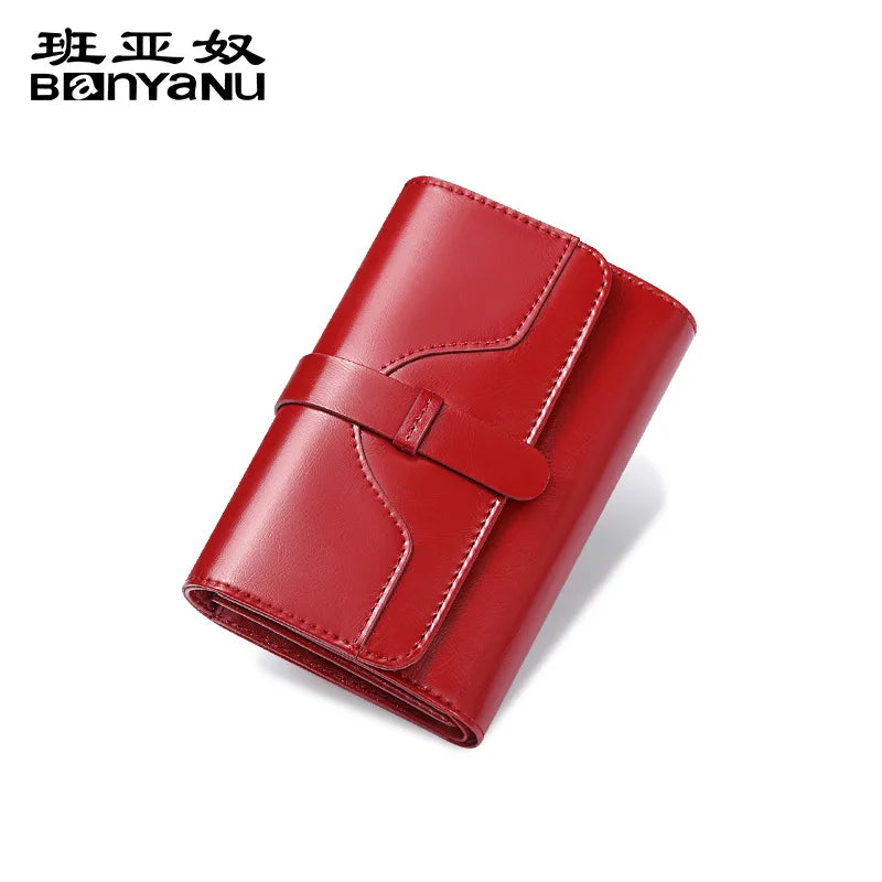Women Short Wallet Small Fashion Luxury Genuine Leather Purse Ladies Card Bag for Women Clutch Female Purse Money Clip Wallet