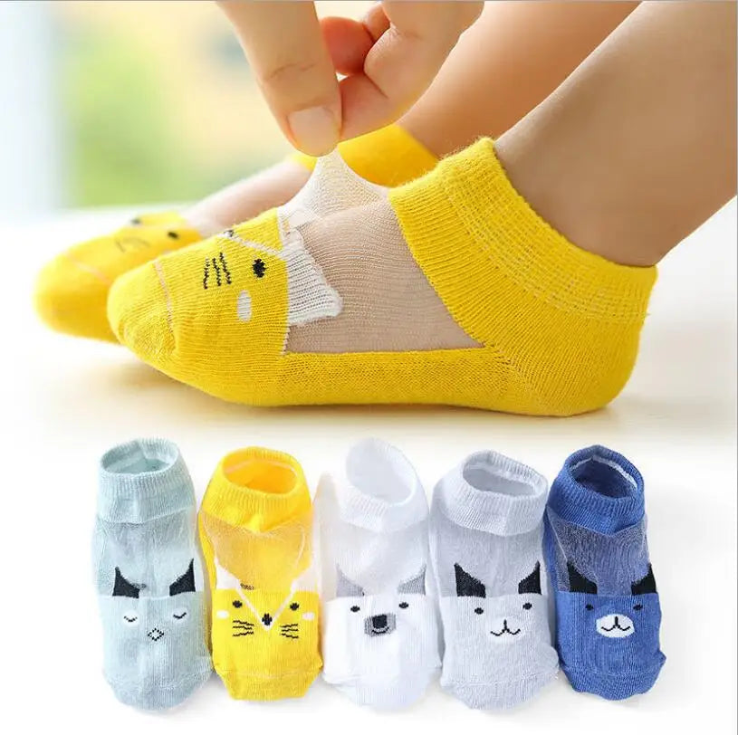 Girls Summer Mesh Thin Sock Cotton Baby Short Socks 5 Pairs Toddler Boys Kids Children Colorful Socks 5 pairs WMF043