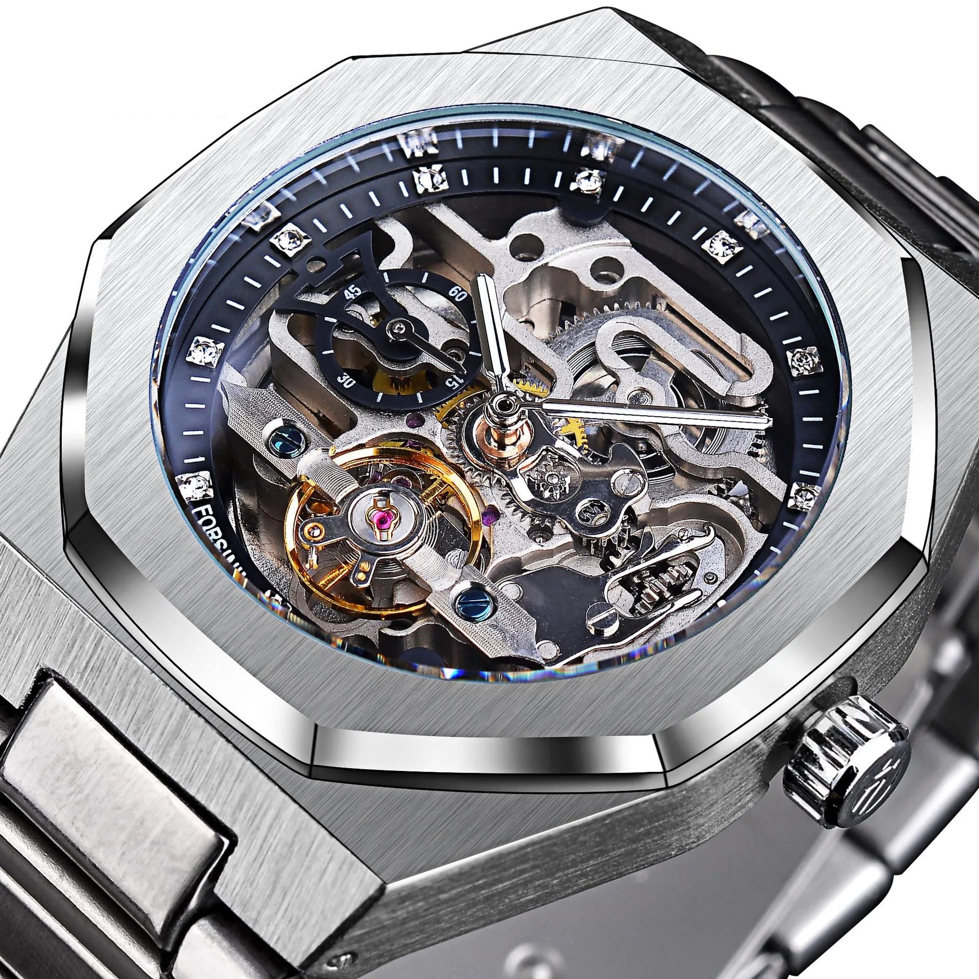Watches Men Wrist Top Brand Waterproof Fashion Design Luminous Male Relojes Hombre Iced Out Tourbillon Skeleton Mechanical Watch