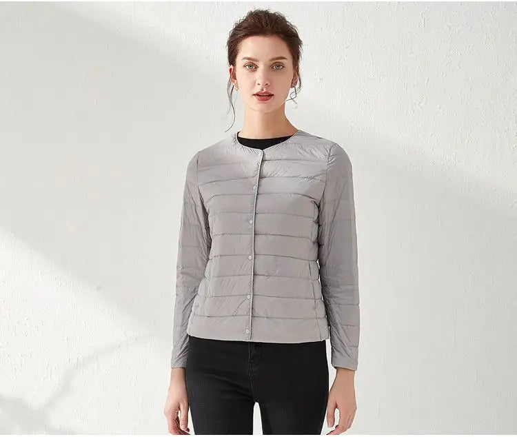 2024 New Spring Winter Women Liner Warm Down Jackets Ultralight Collarless Portable Female Padded Parkas O-Neck Puffer Overcoat