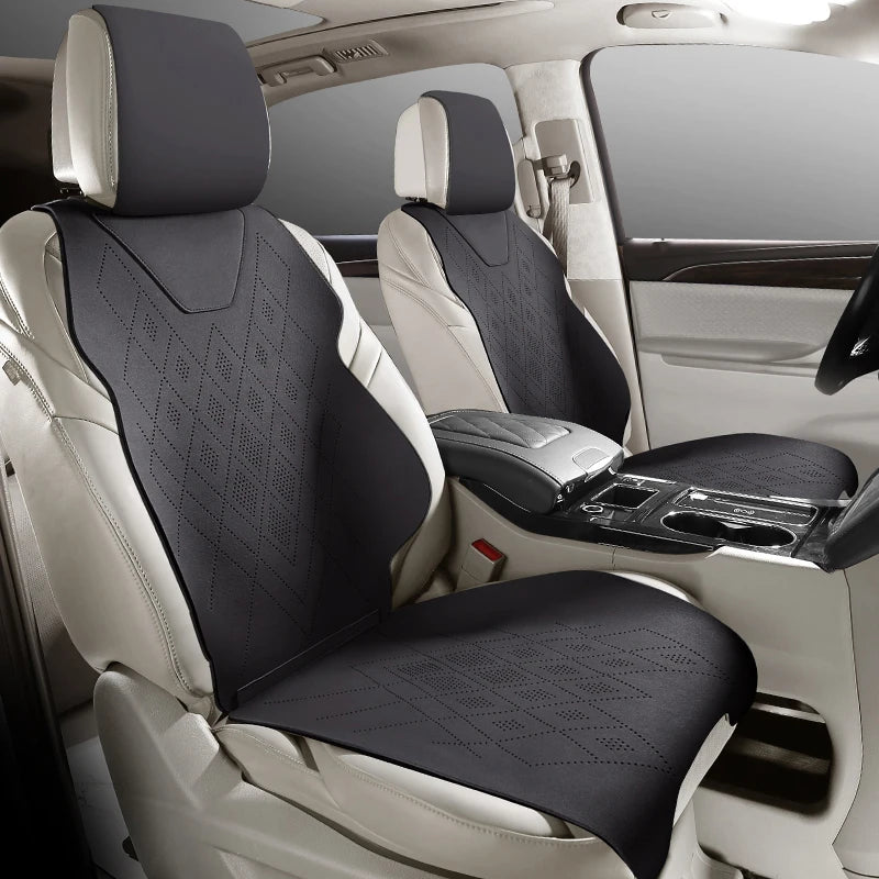 Universal Fit Car Accessories Suede Saddle Seat Cushion Pad Half Covered for 90% Sedan SUV Suede Set Cover Only 2 Front Seats