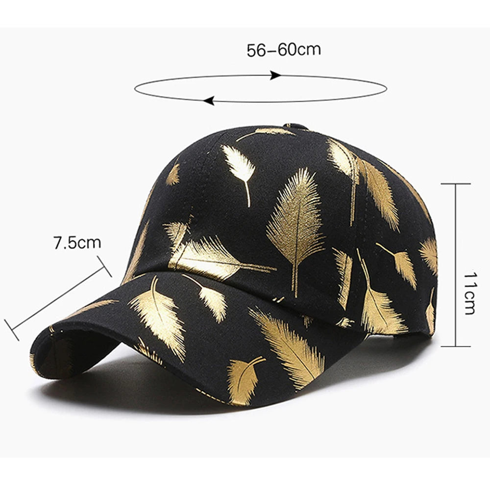 FS Brand Black Golden Feather Print Baseball Cap For Men Summer Women Trucker Hat Casual Cotton Snapback Hip Hop Caps Bone 2026