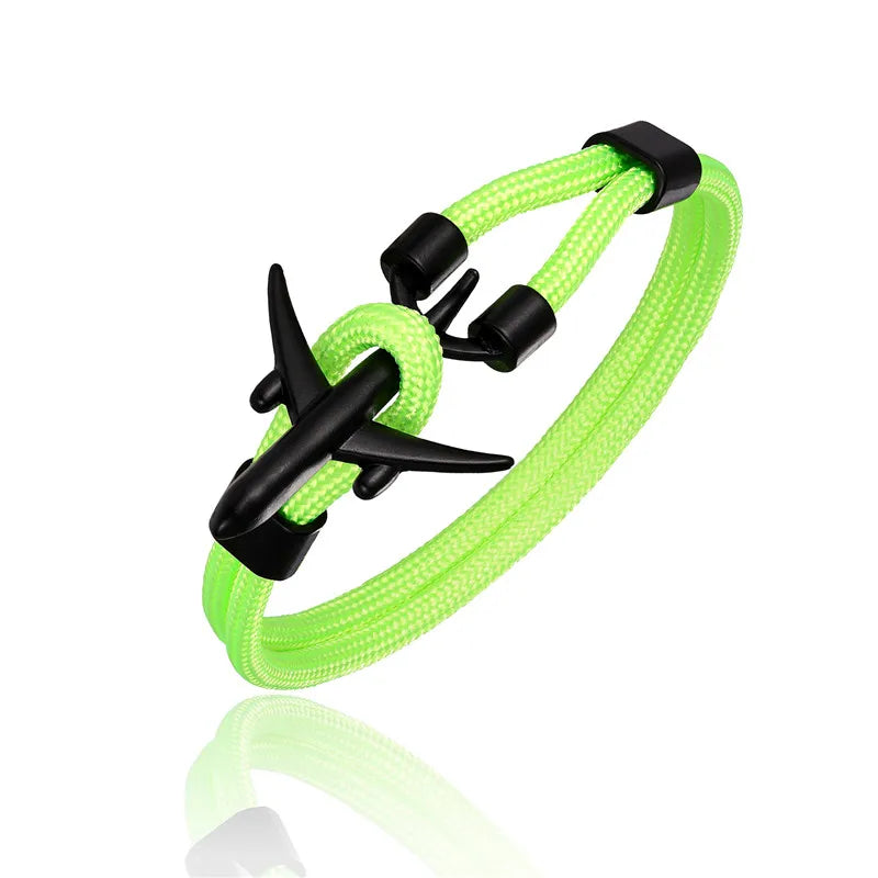 MKENDN Fashion Anchor Men Women Airplane Bracelets Charm Rope Chain Paracord Hope To Safe Jewelry Pulseras hombres