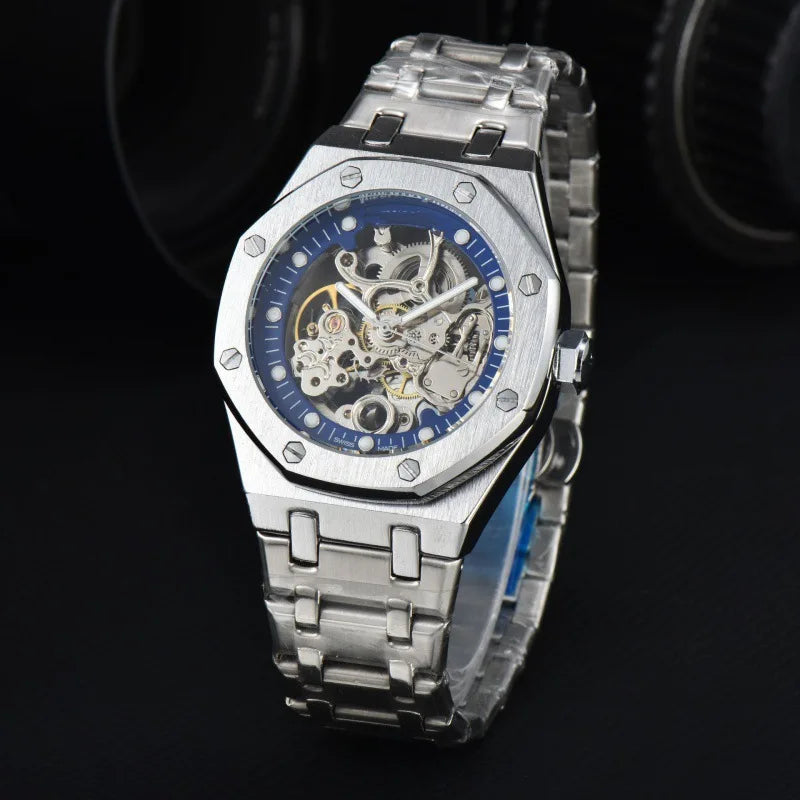 2024 Automatic Mechanical Men's Watch Stainless Steel Band Metal Octagonal Case Medieval Style 43mm Pointer Dial