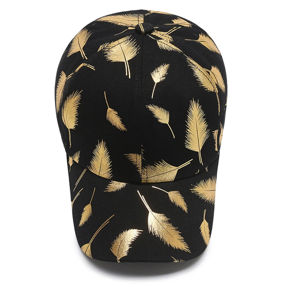 FS Brand Black Golden Feather Print Baseball Cap For Men Summer Women Trucker Hat Casual Cotton Snapback Hip Hop Caps Bone 2026