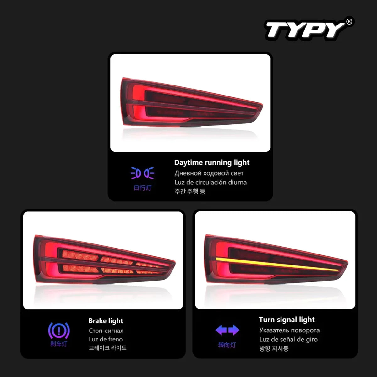 TYPY Car Tail Lights for Audi Q3 2013-2018 LED Car Tail Lamps Daytime Running Lights Dynamic Turn Signals Car Accessories
