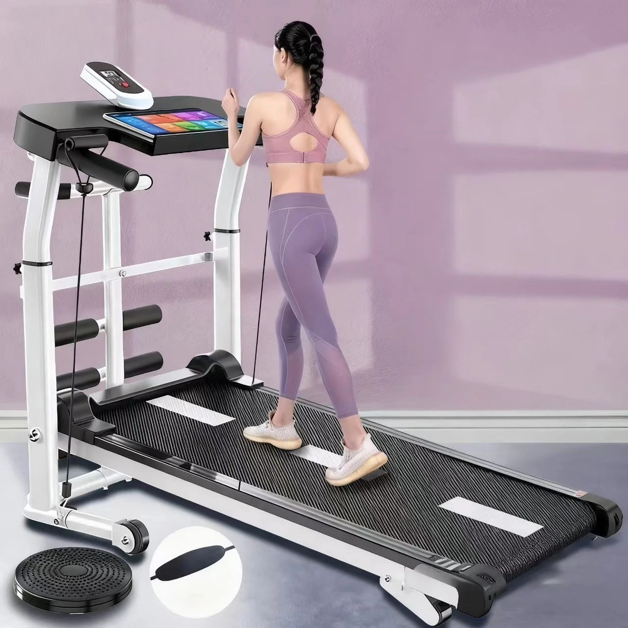 Small Folding Mechanical Steel Treadmill Exercise Portable Manual Incline Treadmill Machine for Home Office Small Spaces