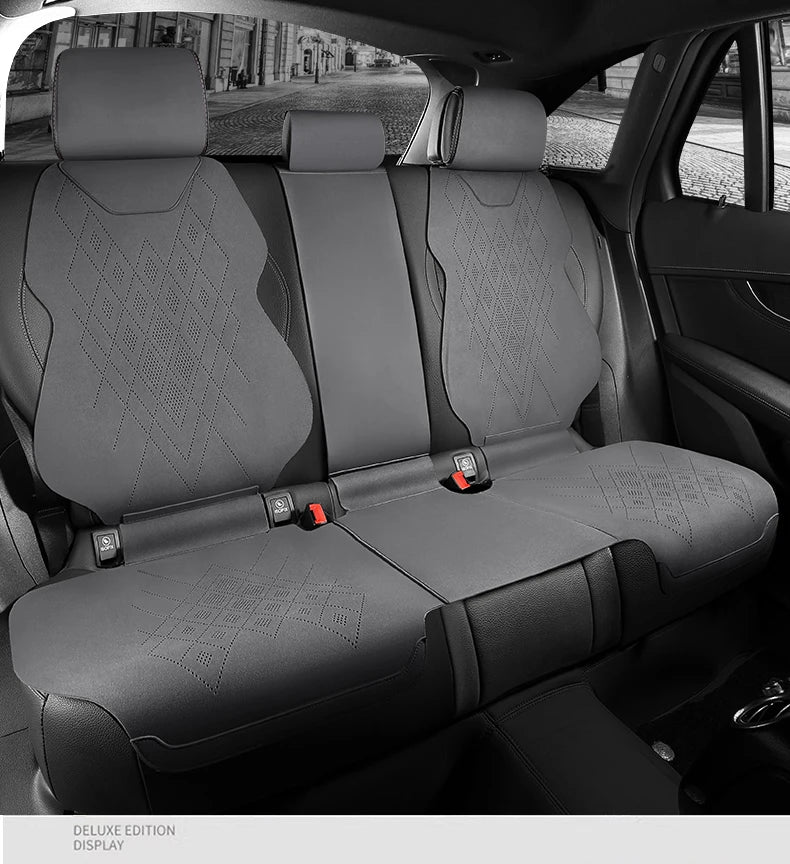Universal Fit Car Accessories Suede Saddle Seat Cushion Pad Half Covered for 90% Sedan SUV Suede Set Cover Only 2 Front Seats