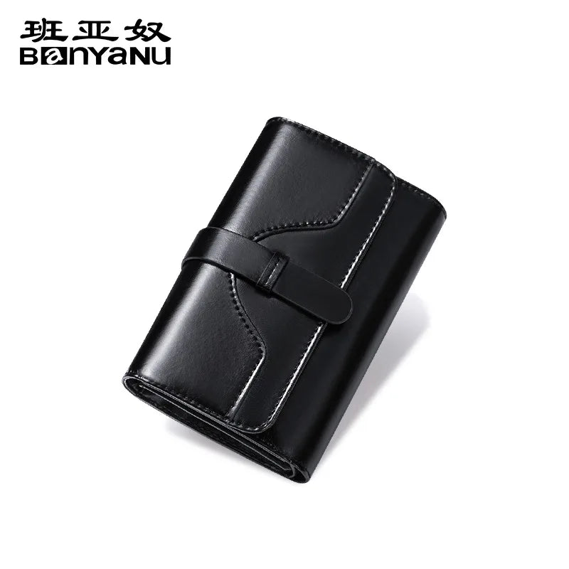 Women Short Wallet Small Fashion Luxury Genuine Leather Purse Ladies Card Bag for Women Clutch Female Purse Money Clip Wallet