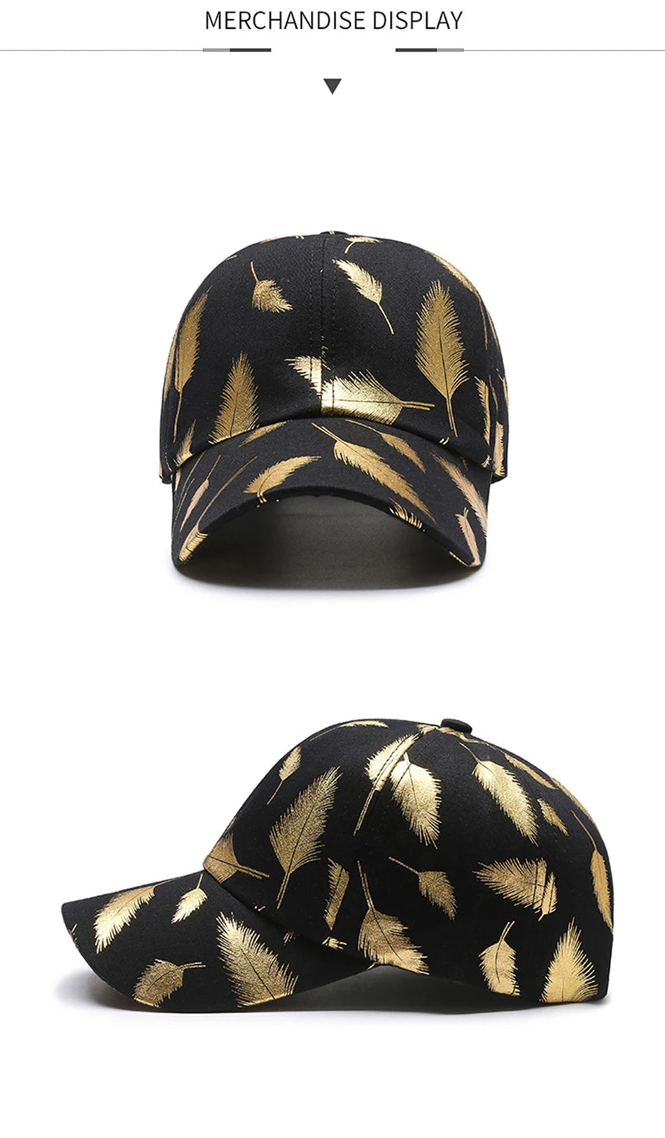 FS Brand Black Golden Feather Print Baseball Cap For Men Summer Women Trucker Hat Casual Cotton Snapback Hip Hop Caps Bone 2026