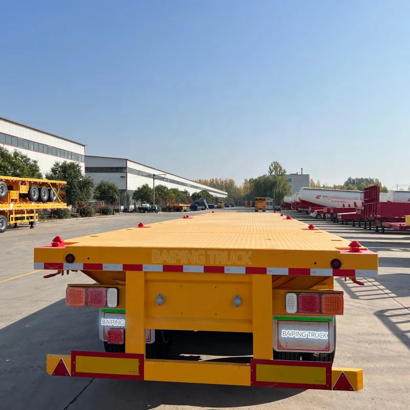 BAIPING 40 ft 25-30 Tons Steel Drop Deck Flat Transport Three Axle Semi Trailer with Front Gear for Sale