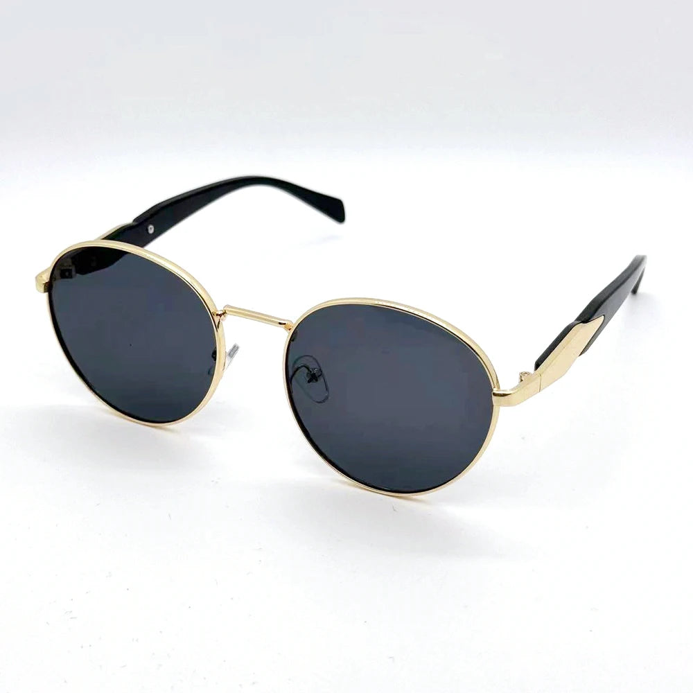 Hot Selling Luxury High End Women's Fashion Gold Border Full Rim Oval Sunglasses with Anti-Reflective Lenses % UV Protection