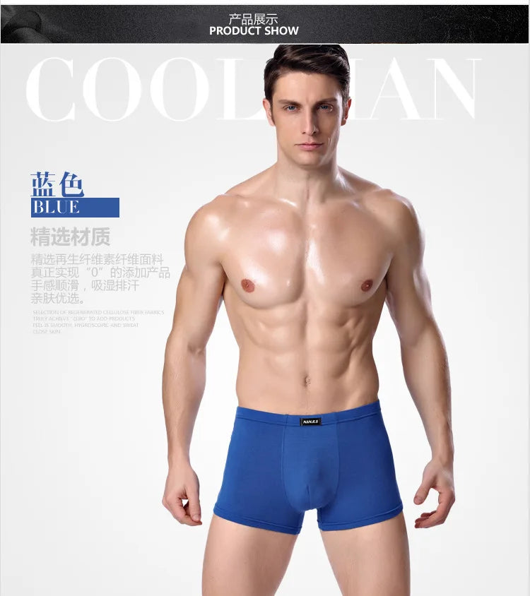Men's Underwear Boxer Shorts Bamboo Fiber Solid Color Male Pants Breathable Underpants Boxer For Men Pantalones Para Hombres New