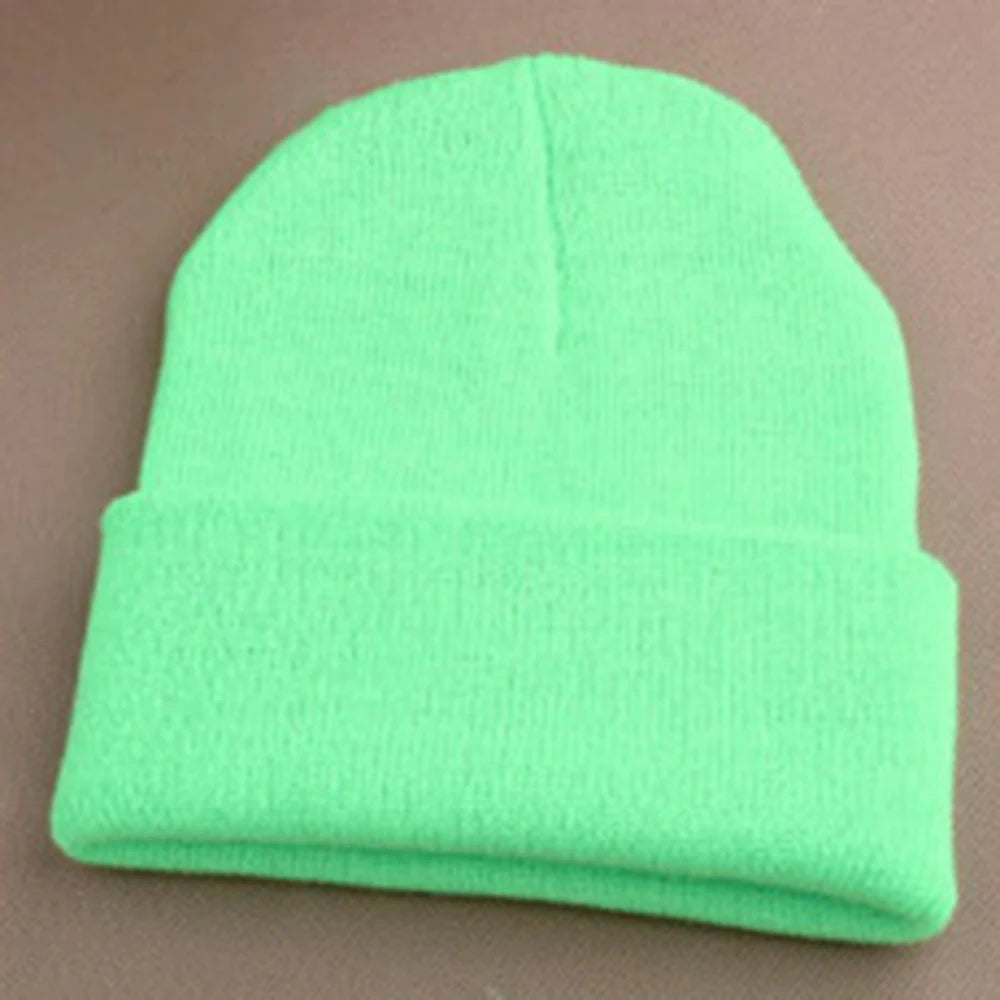 Fashion 19 Colors Knitted Neon Women Beanie Girls Autumn Casual Elastic Cap Women's Warm Winter Hats Unisex Gorros Hombres
