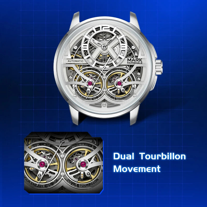 Mark Fairwhale Cross Border Exclusive Fully Skeleton Mechanical Men's Watch Alloy Case Luminous Auto Mechanical Watch