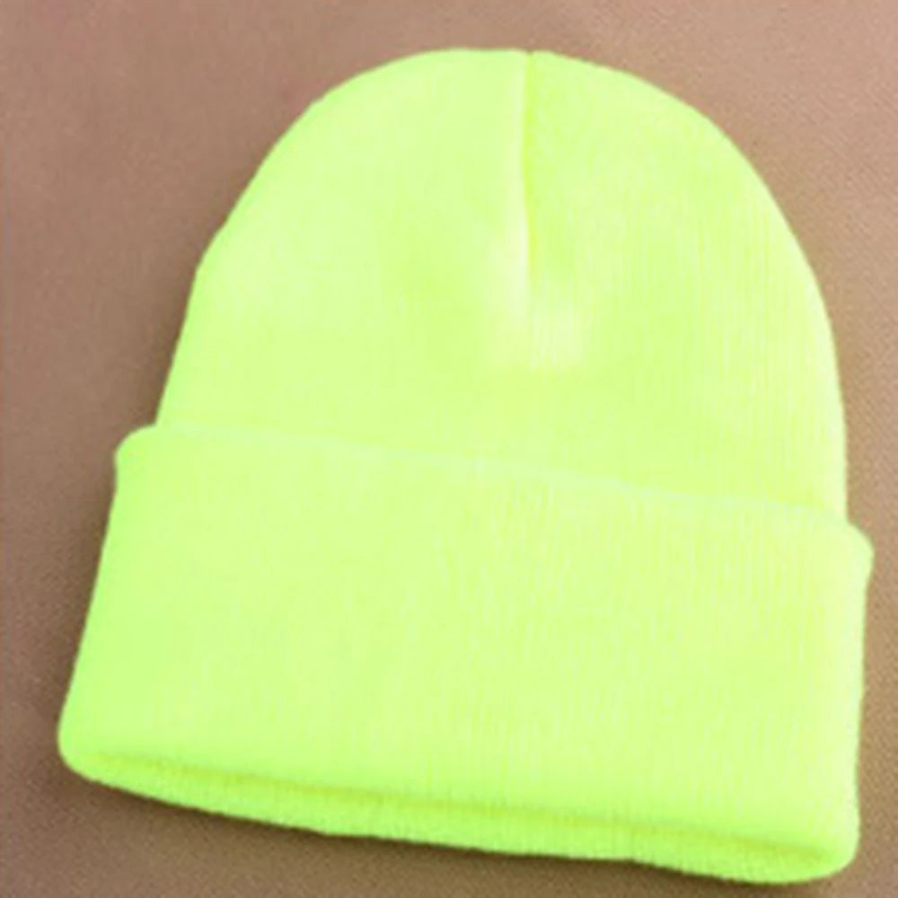 Fashion 19 Colors Knitted Neon Women Beanie Girls Autumn Casual Elastic Cap Women's Warm Winter Hats Unisex Gorros Hombres