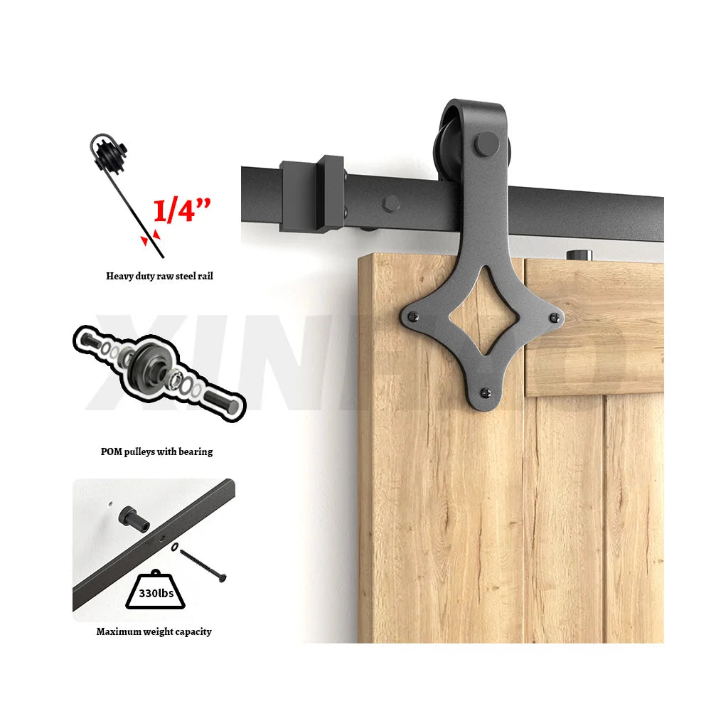 SKYSEN 6.6FT/2M Single Door Sliding Barn Door Hardware Kit Mechanism for Single Wood Doors