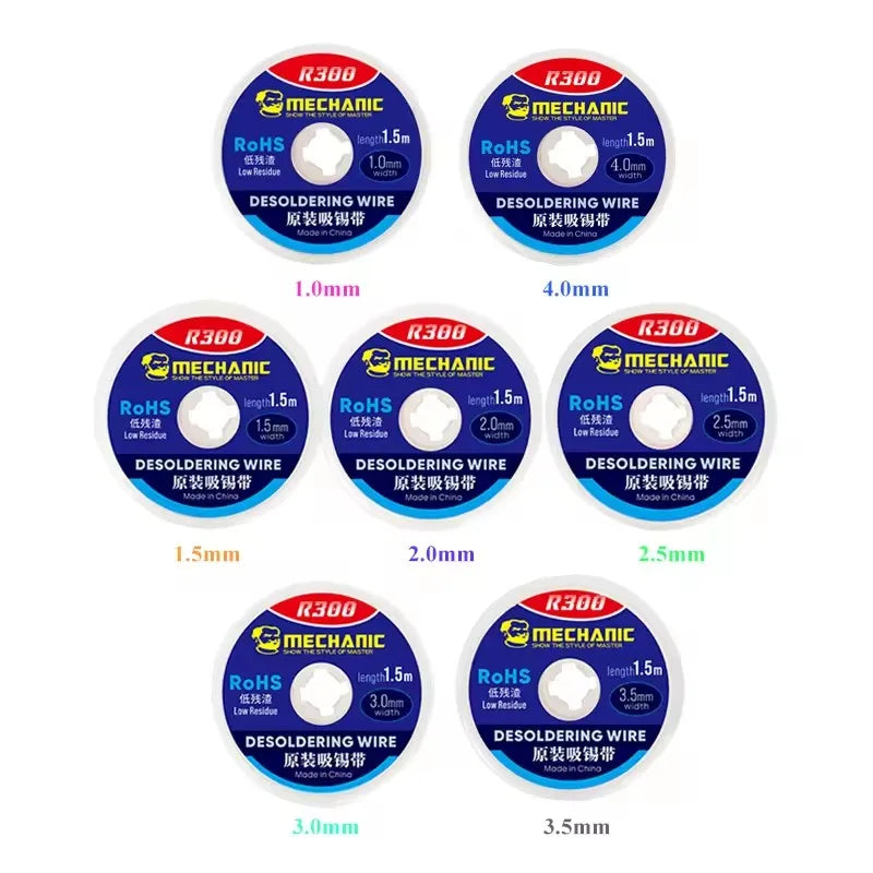 MECHANIC R300 1.0/1.5/2.0/2.5/3.0/3.5/4.0MM 1.5M Solder Wick Remover Desoldering Wire Desoldering Braid PCB BGA Soldering Tools