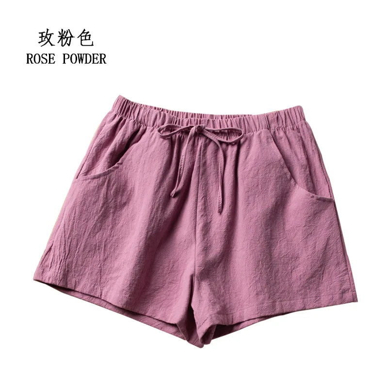 Casual Linen Shorts, Woman Gym Shorts, Big Size Loose Short Pants, High Waist Dance Hotpants, Micro Summer Bottoms for Girls