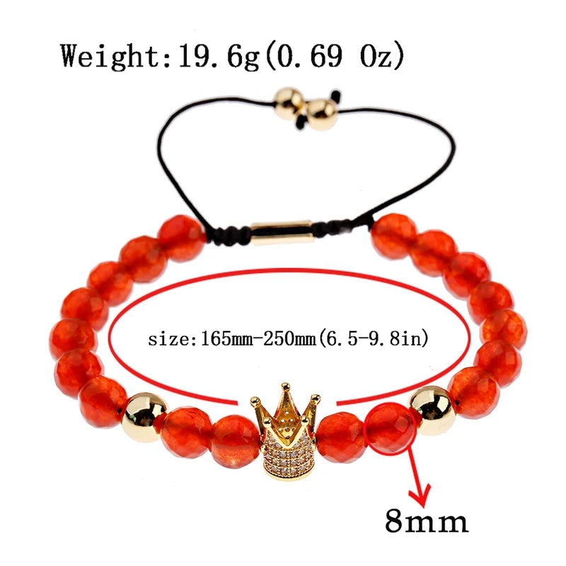 Luxury Crown Zircon Weaving Bracelet Homme Pulseira Hombres Classic Blue Stone Beads Bracelet Men Women Dropshipping