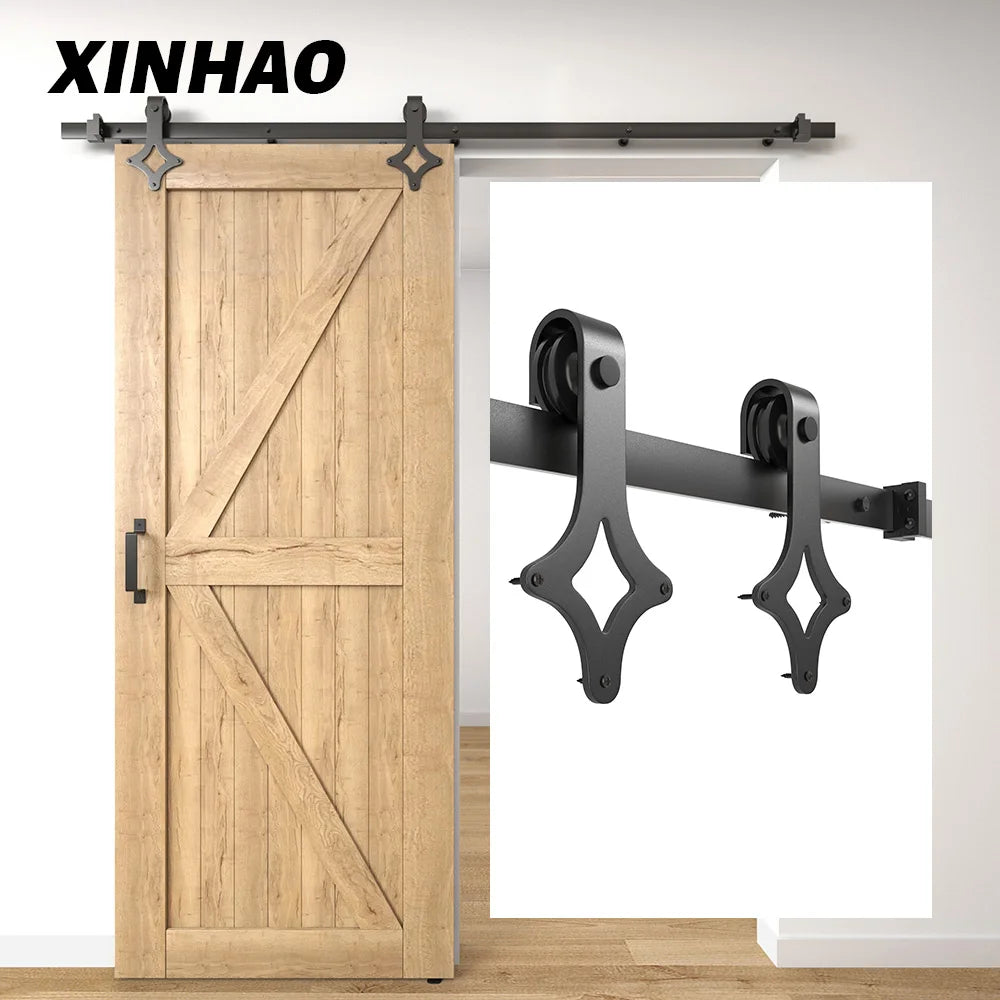 SKYSEN 6.6FT/2M Single Door Sliding Barn Door Hardware Kit Mechanism for Single Wood Doors