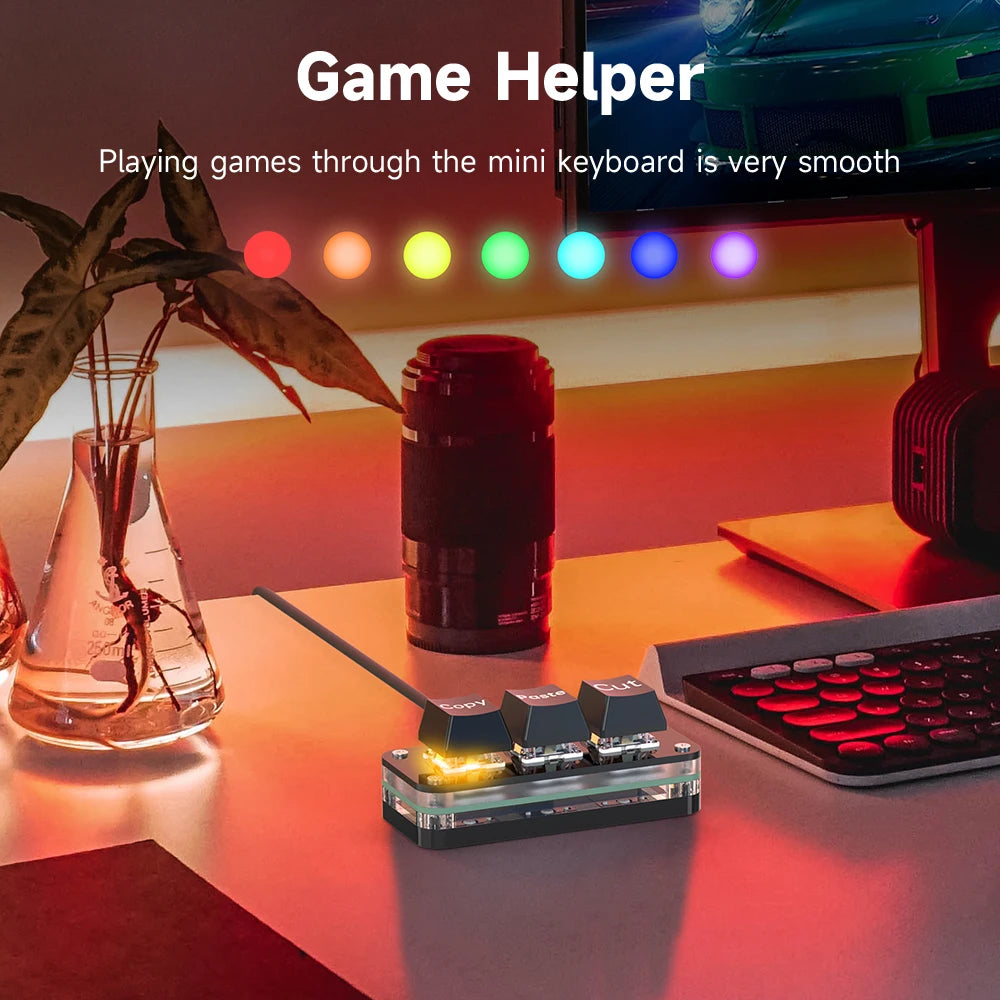 USB-C Customized Keyboard Mini Copy Paste 2 3 Keys with RGB Light Multimedia Knob Mechanical Hot Swap Programmable Macro Keypads