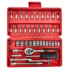 46PCS Master Mechanic Tool Kit with 3/8" Ratchet, SAE/Metric Sockets, Torx/Hex Bits, Extension Bars - Professional Grade -001