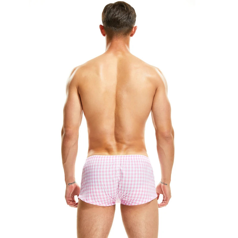 SEOBEAN Cotton short cortos hombres Mens pyjama shorts Tracksuit Plaid U bag Casual Trunks Pajama Shorts