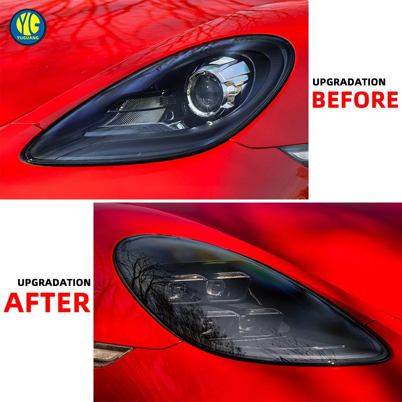 YU GUANG for Porsche 718 Cayman 982/Boxster 2016-2024 LED Headlights Matrix Style Headlamp Car Accessories Front Lights