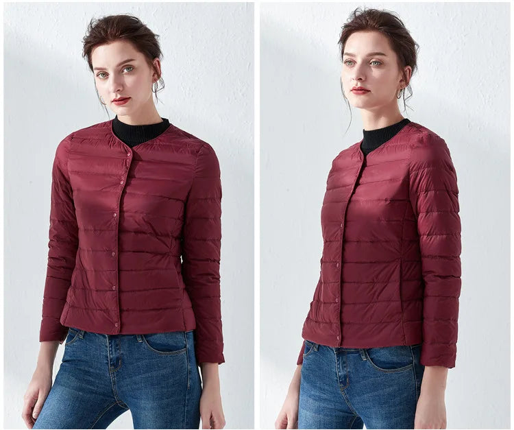 2024 New Spring Winter Women Liner Warm Down Jackets Ultralight Collarless Portable Female Padded Parkas O-Neck Puffer Overcoat