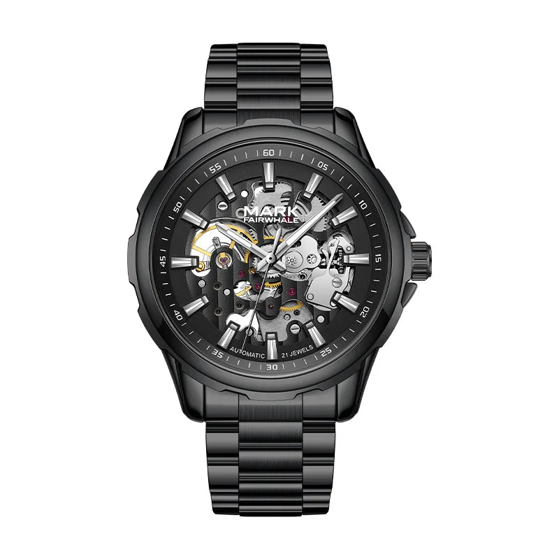 Mark Fairwhale  FW-6950 Automatic Mechanical Men's Watch Fashion Waterproofing Alloy Strap   Pointer on a Gauge