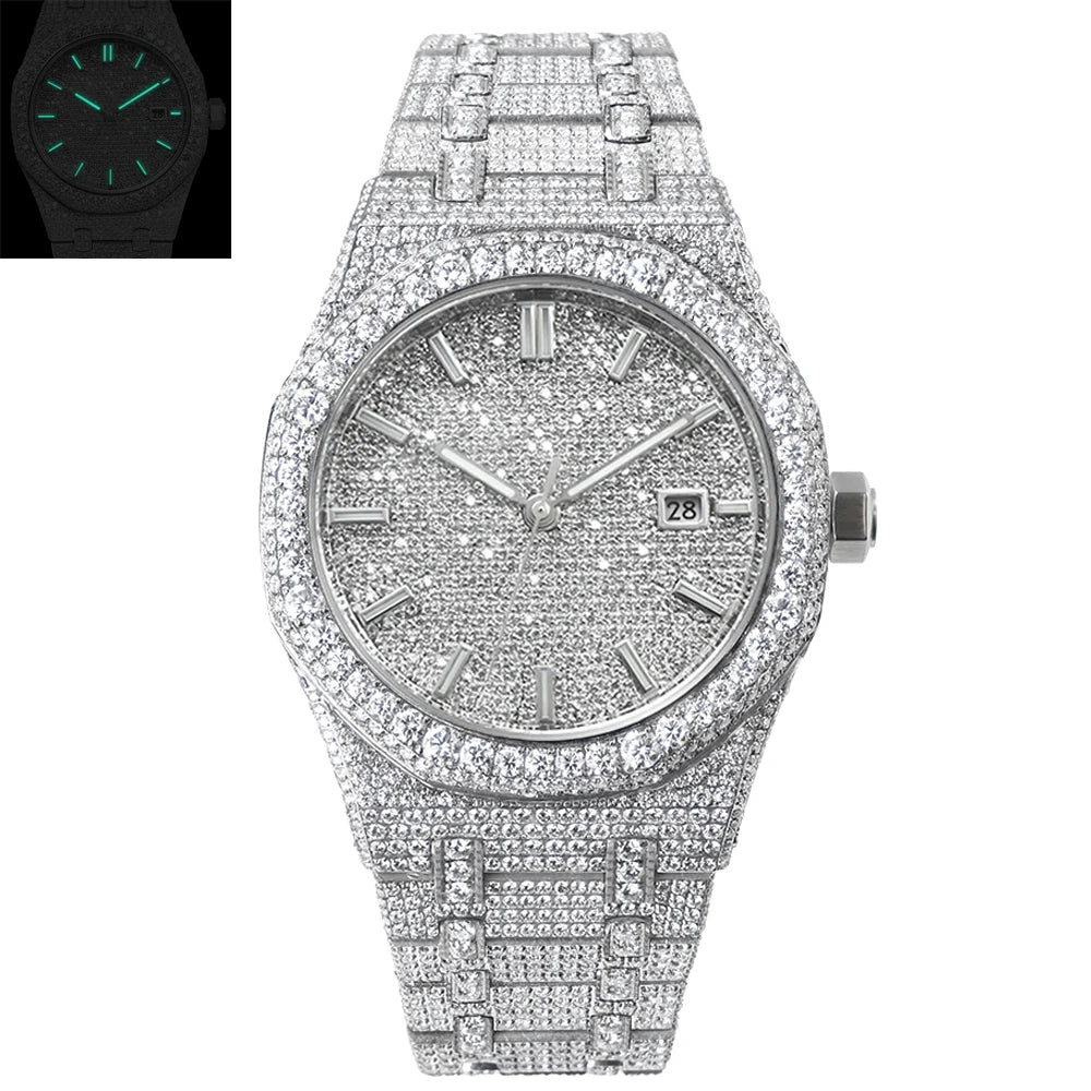 Designer Luxury Sapphire Automatic Mechanical Movement Watches Iced Out VVS Moissanite Watches for Men Wholesale